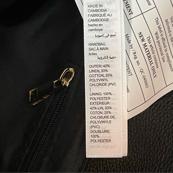 Rachel Zoe Capri Canvas Bag Natural Black Vegan Leather Trim NWT - Picture 10 of 14